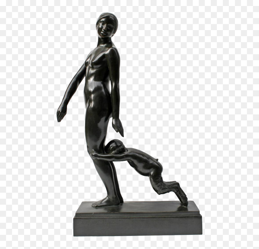 Nude And Fauna , Art-deco Bronze Sculpture By Paul - Statue, HD Png Download - roman statue png