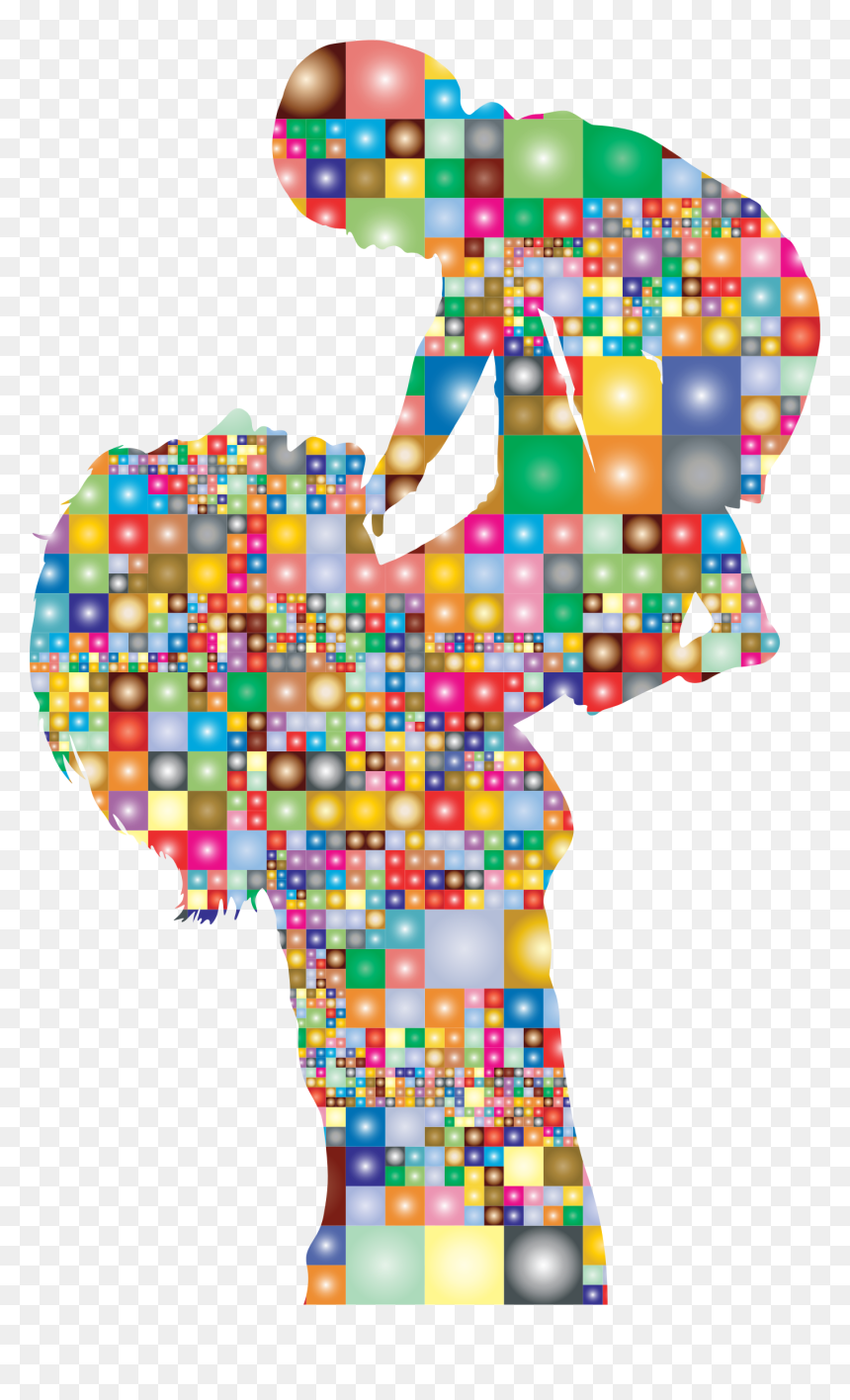 Prismatic Mosaic Mother And Baby Silhouette Clip Arts - Silhouette Baby And Mother Png, Transparent Png - angry gorilla png