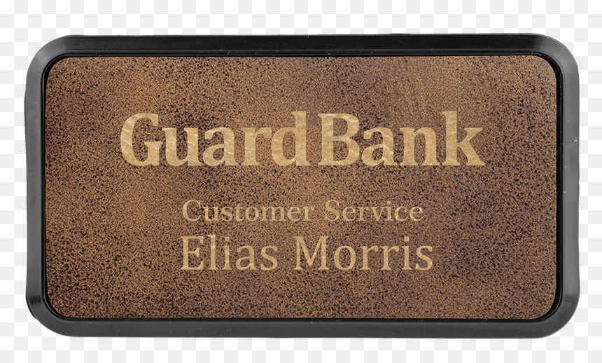 Rustic & Gold Leatherette Round Corner Name Badge With - Commemorative Plaque, HD Png Download - gold plaque png