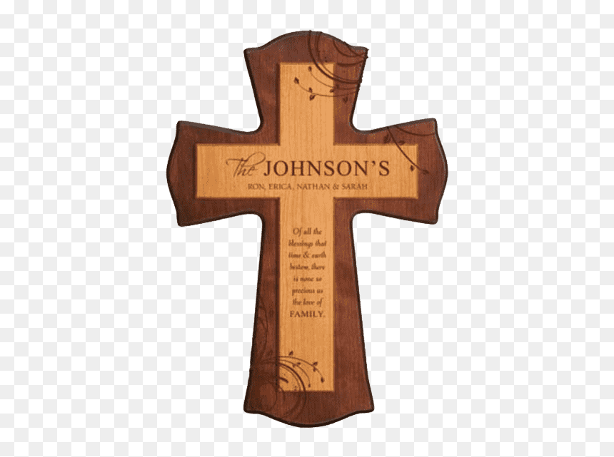 Two Toned Cherry Wooden Cross With Custom Engraving - Wooden Crosses, HD Png Download - wood cross png