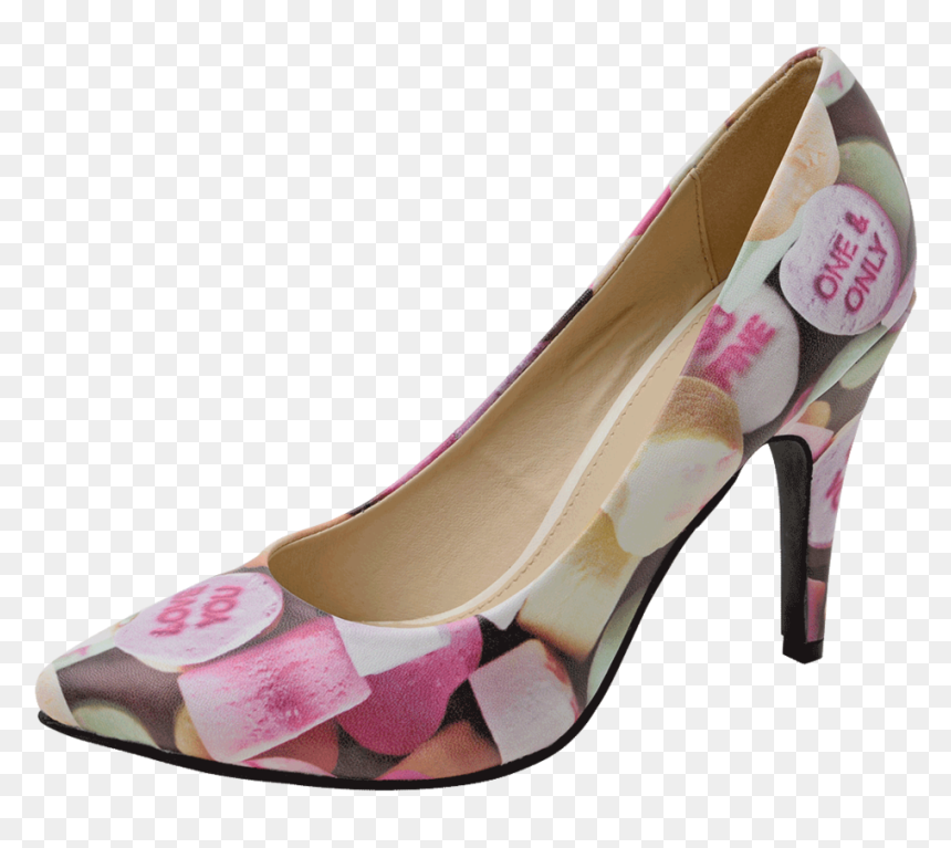 Candy Hearts Pattern Vegan Pointed Diana Heel - High-heeled Shoe, HD Png Download - candy hearts png