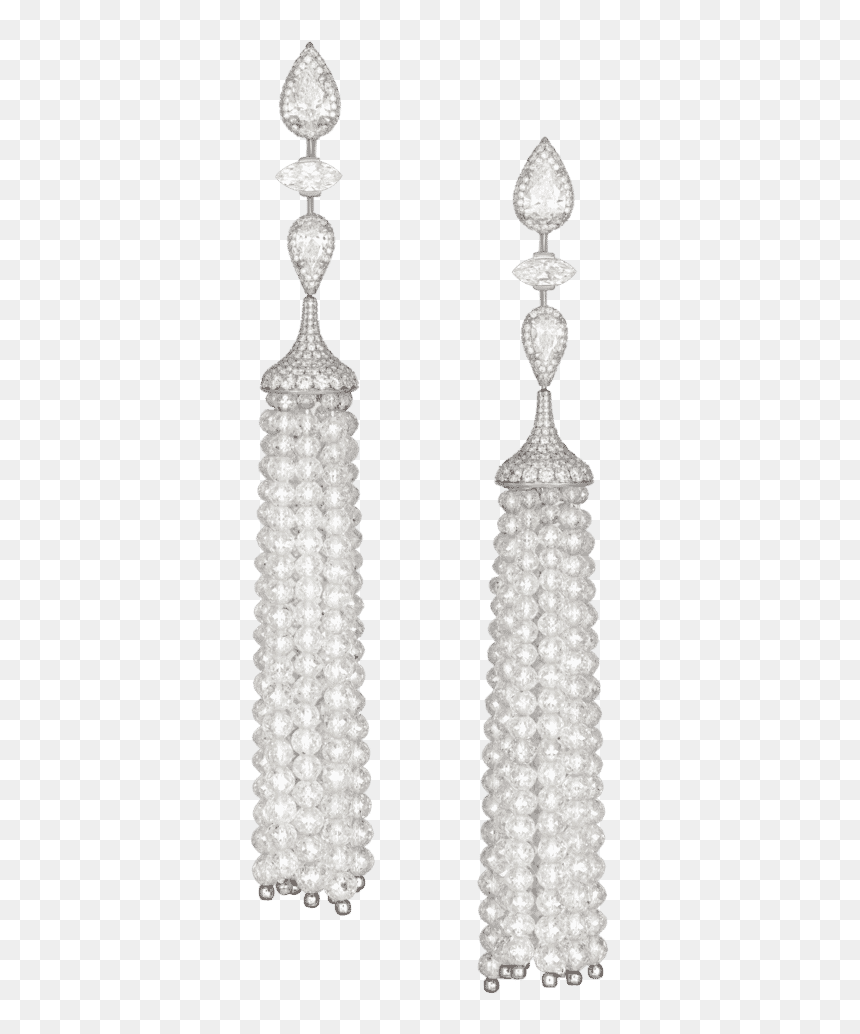 White Diamond Briollette Tassel Earrings - David Morris Tassel Diamond Earrings, HD Png Download - white diamond png
