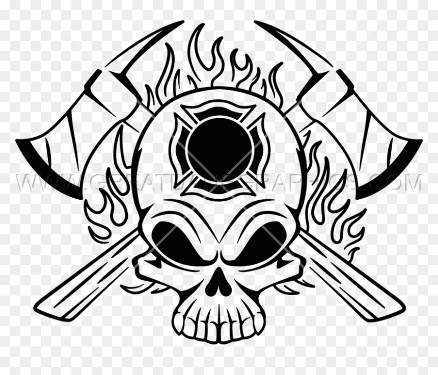 Drawn Skull Fire - Firefighter Skull Free, HD Png Download - fire drawing png