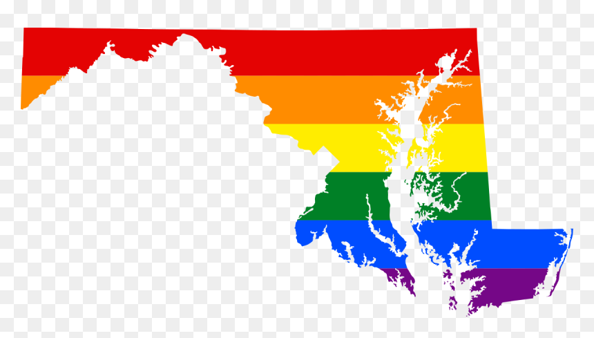 Lgbt Flag Map Of Maryland - Maryland Map, HD Png Download - maryland flag png
