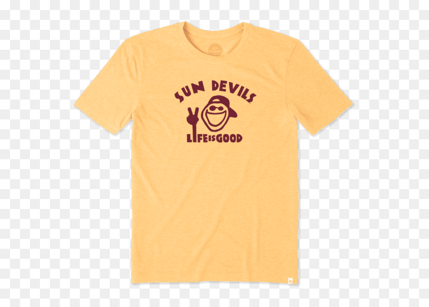 Men"s Arizona State University Peace Jake Cool Tee - Yeah Buoy Life Is Good Shirt Yellow, HD Png Download - arizona state university logo png