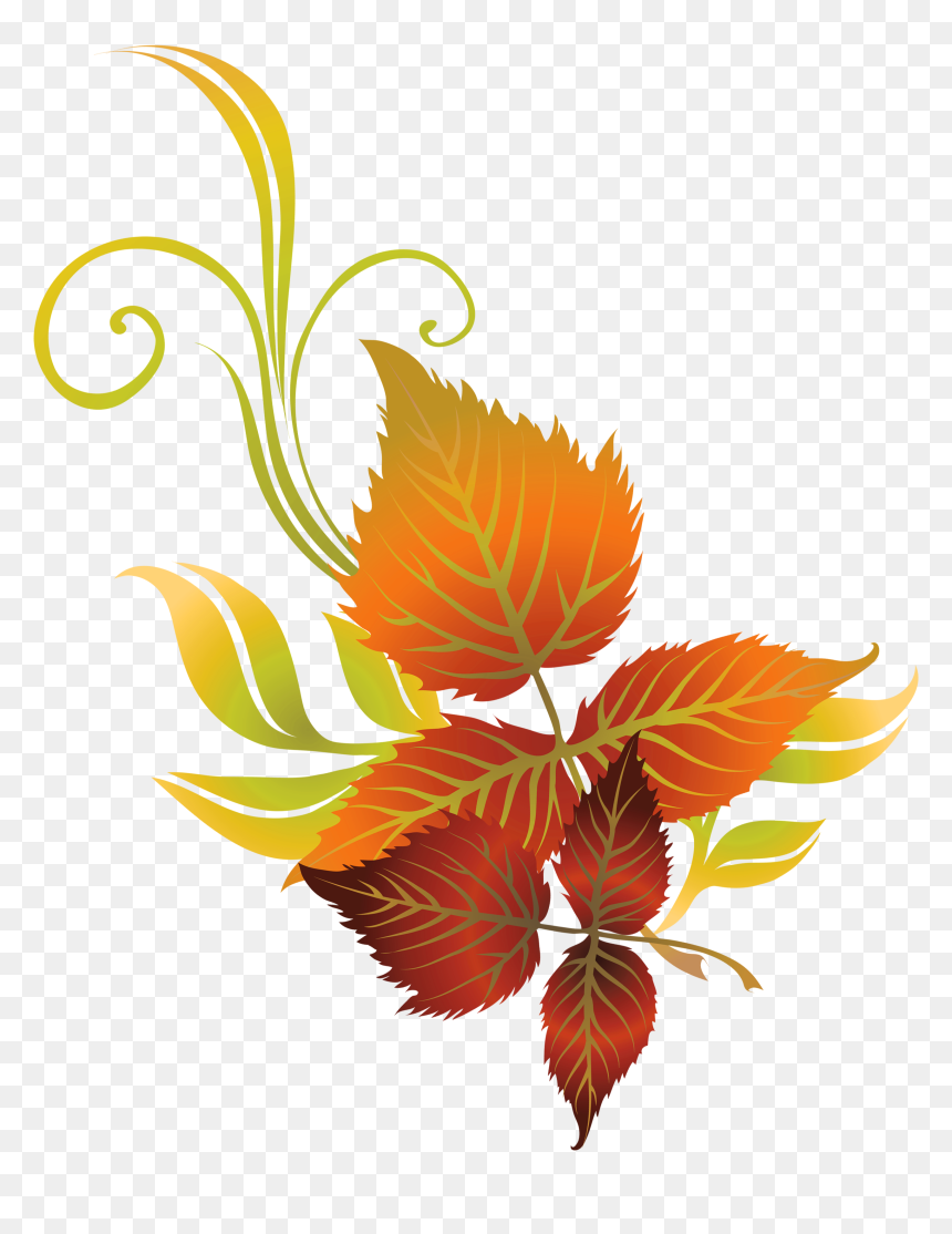 Fall Leaves Deco Clipart Picture Fonts - Transparent Background Fall Leaves Clip Art, HD Png Download - fall leaves and pumpkins border png