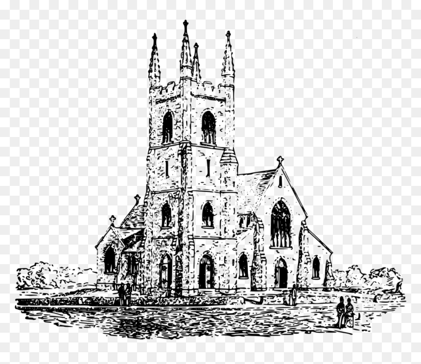 Christian Church Building Black And White Cathedral - Christian Church Black And White, HD Png Download - church building png