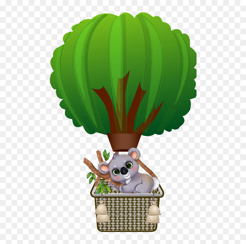 Koala On Hot Air Balloon Clipart - Tree Clip Art, HD Png Download - hot air balloon clipart png