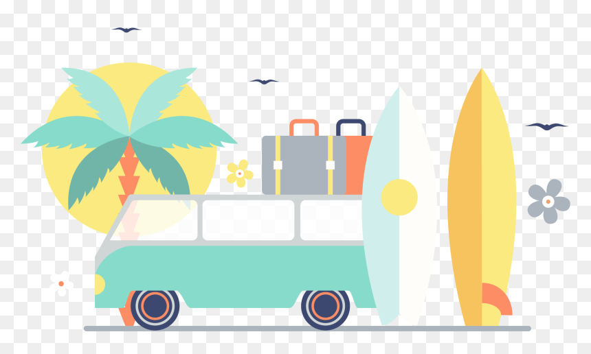 Summer Surfing Self Vacation Paddleboarding Standup - Illustration, HD Png Download - surfboard clipart png