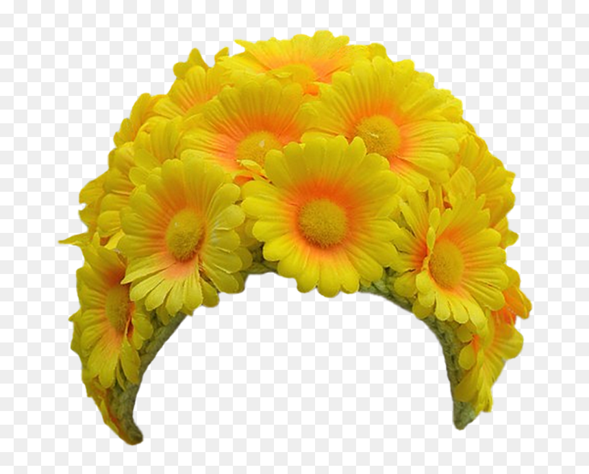 Daisy Marigold Head Crown Hair Band Bloom Flower Border - Transparent Hair Flower Crown Png, Png Download - sunflower border png