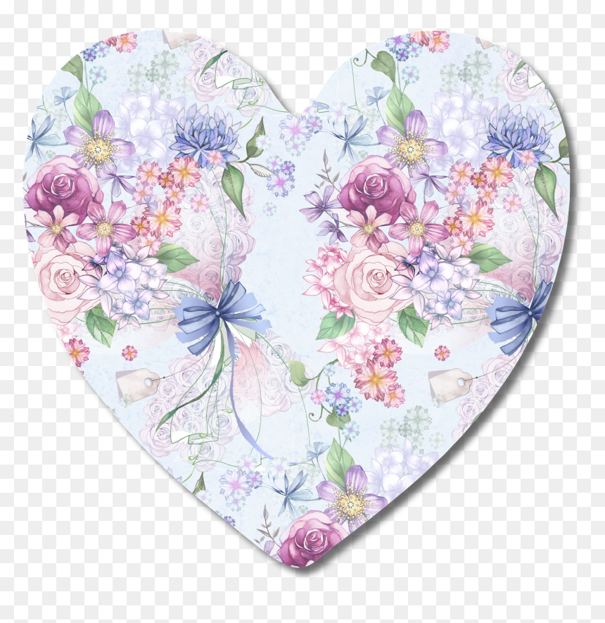 Tag Pink Floral Heart Love Png Image - Flower With Heart Tag, Transparent Png - vintage tag png