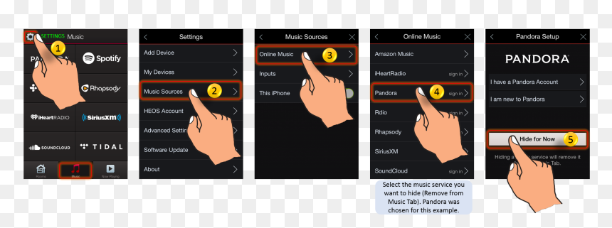 How To Hide Music Service On The Heps App - Heos App Music Soource, HD Png Download - tidal icon png
