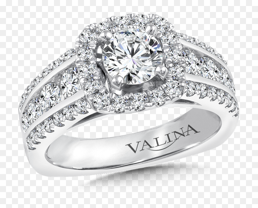 Valina Halo Engagement Ring Mounting In 14k White Gold - Pre-engagement Ring, HD Png Download - halo ring png