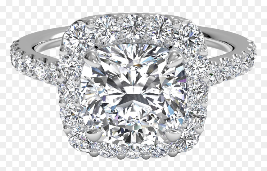 Radiant Cut Halo Diamond Ring, HD Png Download - halo ring png