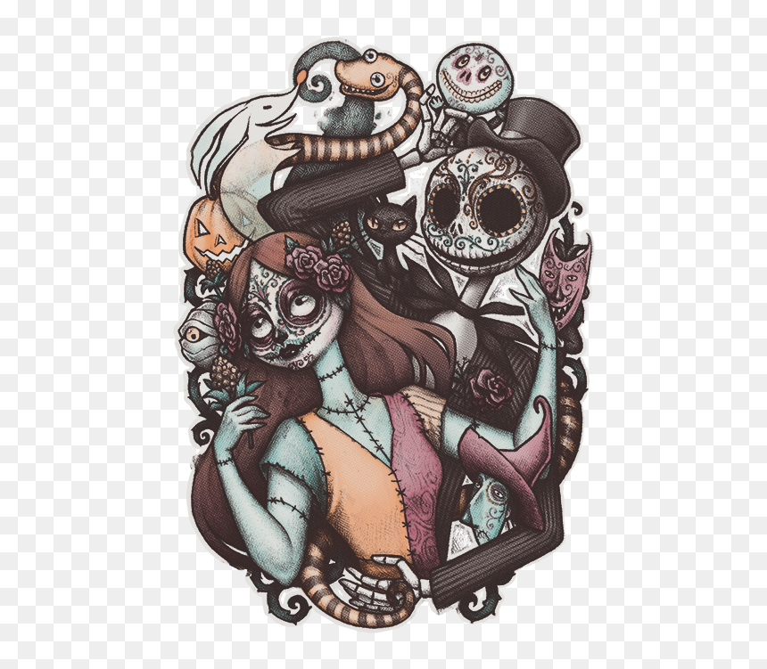 Nightmare Before Christmas Tattoo Drawing, HD Png Download - jack and sally png