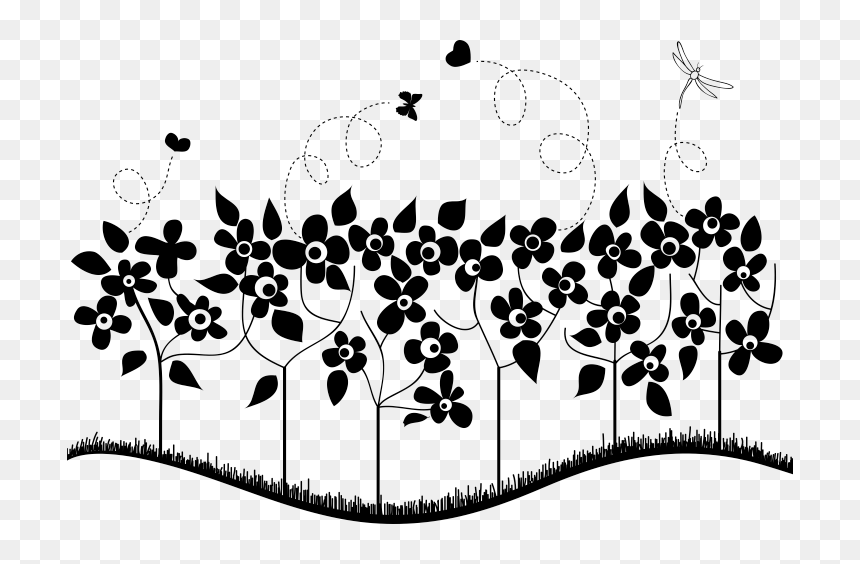 Monochrome Summer Flowers Wall Sticker - Wall Decal, HD Png Download - florecitas png