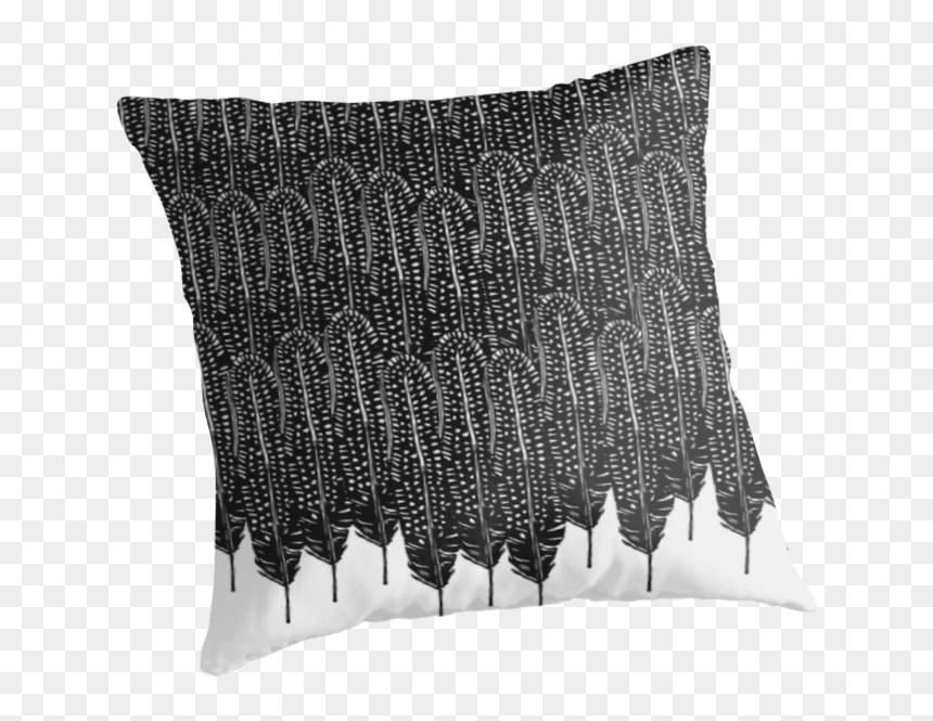 Black And White Feather Design • Also Buy This Artwork - Cushion, HD Png Download - white feathers png