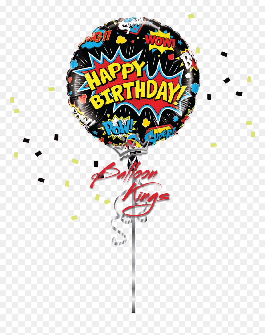 Bday Superhero Black Balloon - Happy Birthday Super Heroes, HD Png Download - black balloon png