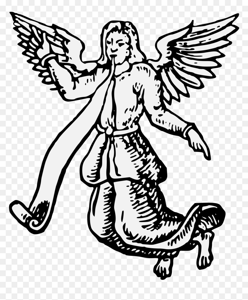 Angel Volant With A Scroll Issuant From Its Mouth - Heraldic Angel, HD Png Download - archangel png