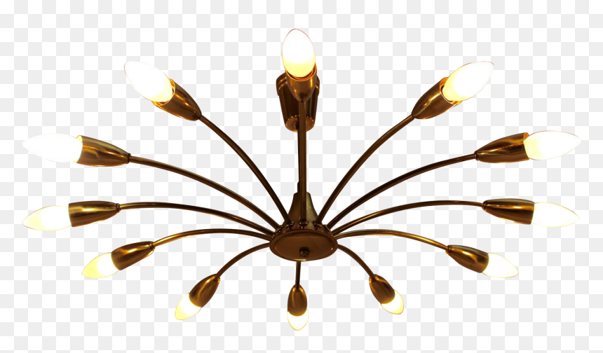 Pair Of Stilnovo Style Twelve-arm Chandeliers Clipart - Ceiling, HD Png Download - chandeliers png