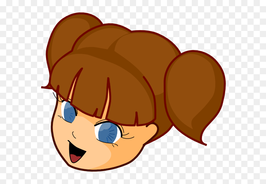 Girl Brown Hair Svg Clip Arts - Cute Girls Face Cartoon, HD Png Download - hair clipart png