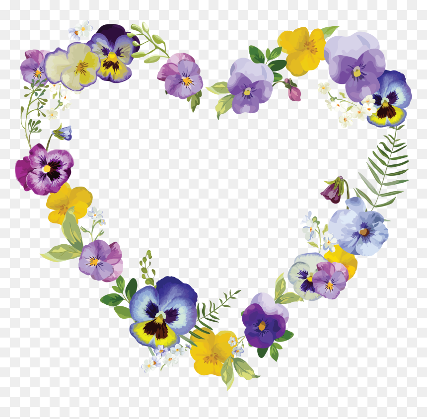 Purple Flowered Heart Frame - Portable Network Graphics, HD Png Download - purple frame png