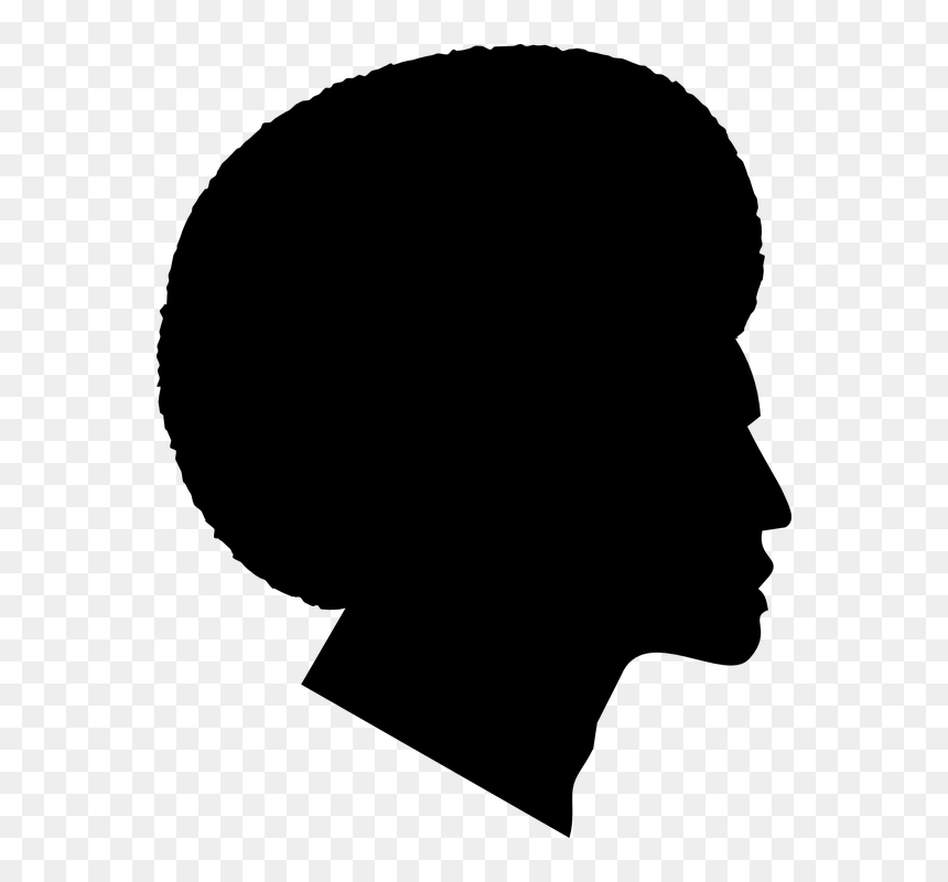 Afro Hair In Crown Woman Clipart Jpg Black And White - Silueta De Hombre Afro, HD Png Download - hair clipart png