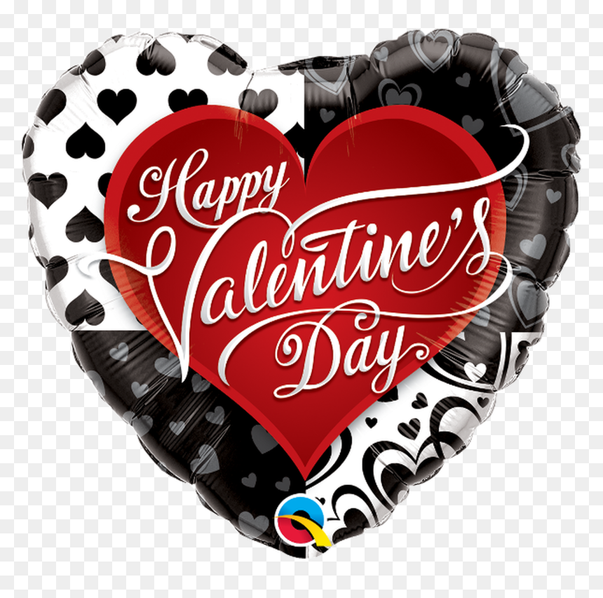 Valentine"s Black And Red Hearts - Heart Valentines Stand Balloon, HD Png Download - black balloon png