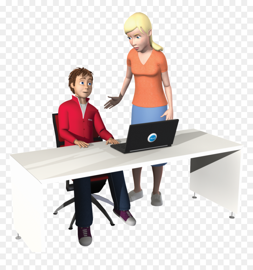 Adult Mentor Assist Child Play Sas On Computer - Cartoon Play Computer Png, Transparent Png - adult png