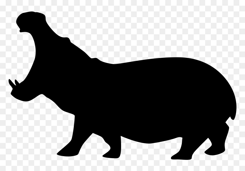 Turkey Silhouette Clipart Cute Png Black And White - Silhouette Hippo Clipart Black And White, Transparent Png - tiger silhouette png