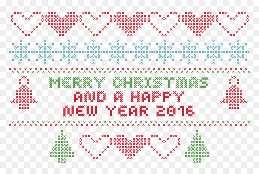 Merry Christmas Crochet Typography Clip Arts - Motif, HD Png Download - crochet png
