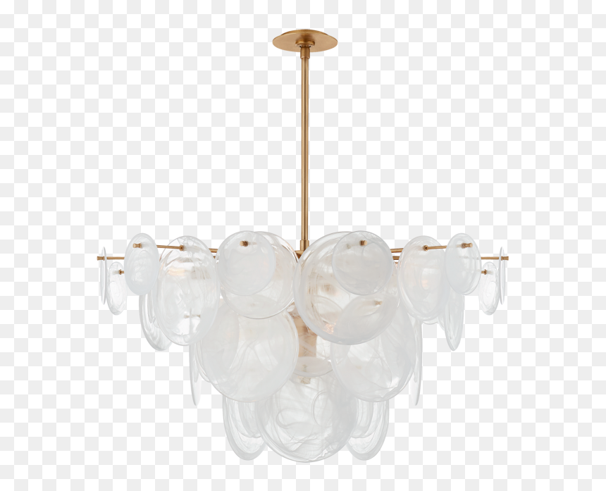 Loire Large Chandelier In Gild With White Strie Glass, HD Png Download - chandeliers png
