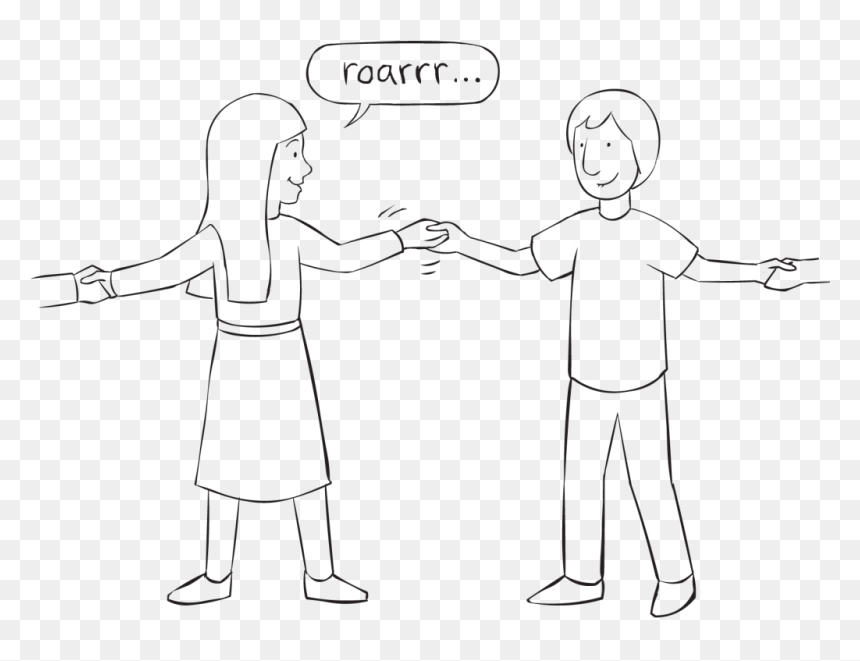 Back Two People Holding Hands Playing Fun Circle Game - Line Art, HD Png Download - circle game png