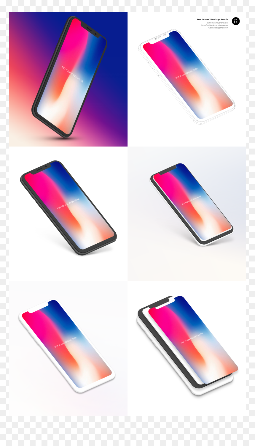 Iphone X Mockups Bundle By Roman Kryzhanovskyi - Smartphone, HD Png Download - roman png