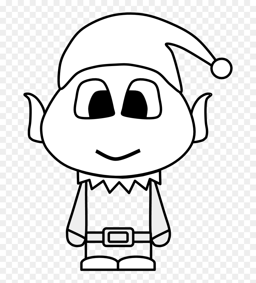 Elf, Big Eyes, Cartoon Person, Black And White - Elf Black And White, HD Png Download - elves png