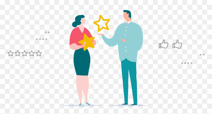 Characters Exchanging Stars To Illustrate Online Review - Review Illustration Png, Transparent Png - review stars png