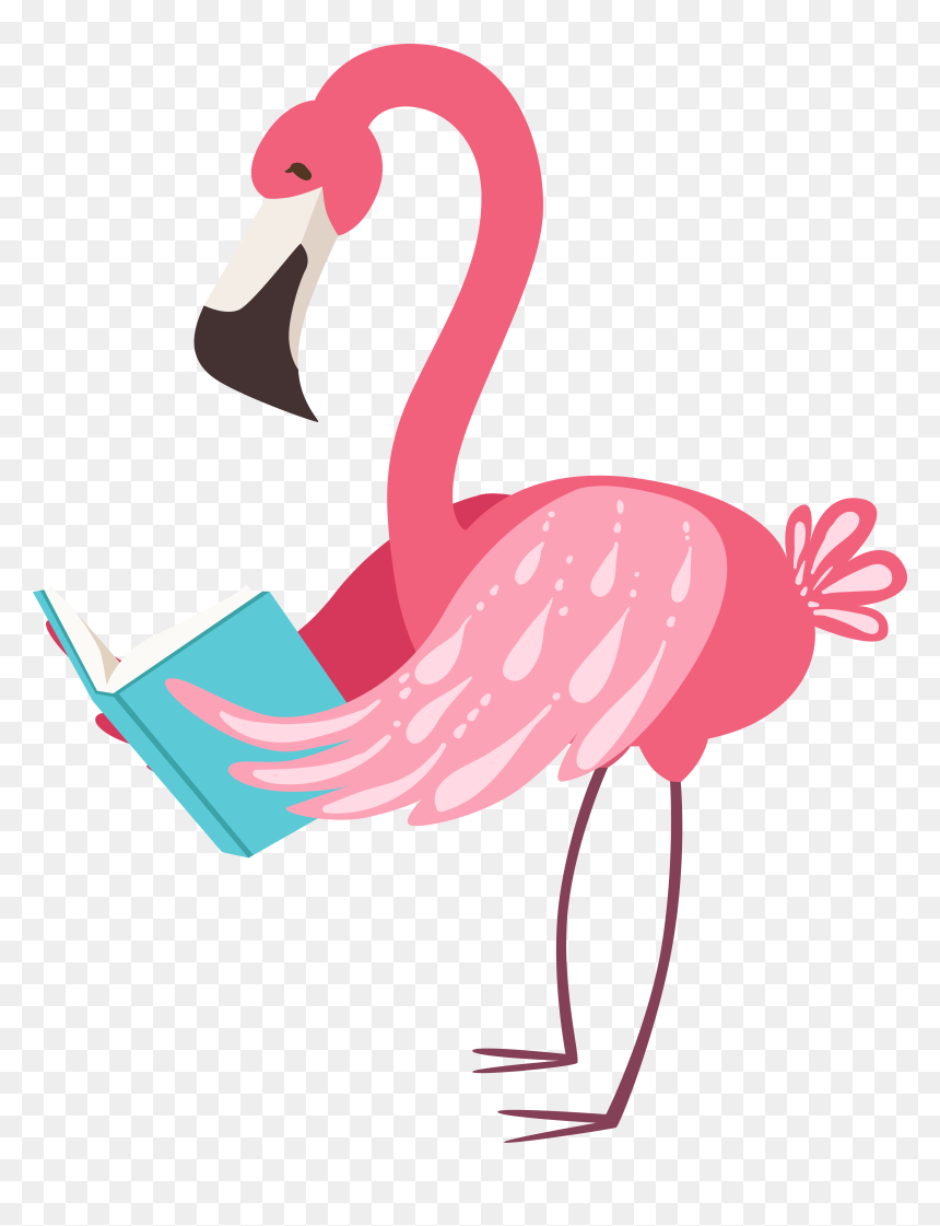 Smiling Flamingo Clipart , Png Download - Flamingo Clipart With Book, Transparent Png - flamingo clipart png