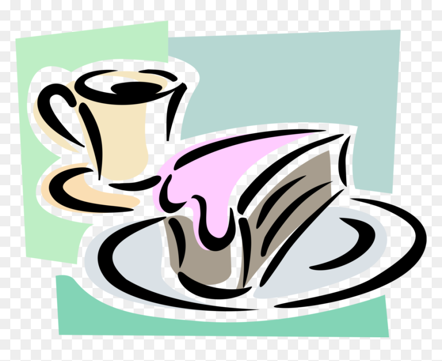 Vector Illustration Of Dessert Sweet Cake With Coffee - Coffee And Dessert Clipart, HD Png Download - coffee vector png