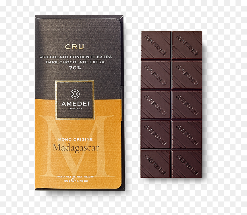 Amedei Cru Madagascar 70% Dark Chocolate Bar Open - Chocolate, HD Png Download - candy bar png