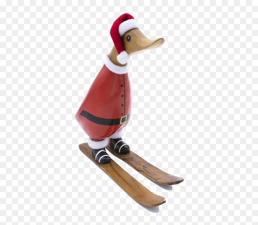 Skiing Santa Duckling - Mallard, HD Png Download - santa suit png