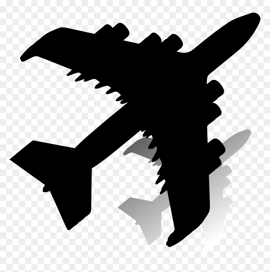 Airplane With Shadow Silhouette Clip Arts - Plane Shadow Transparent, HD Png Download - airplane silhouette png