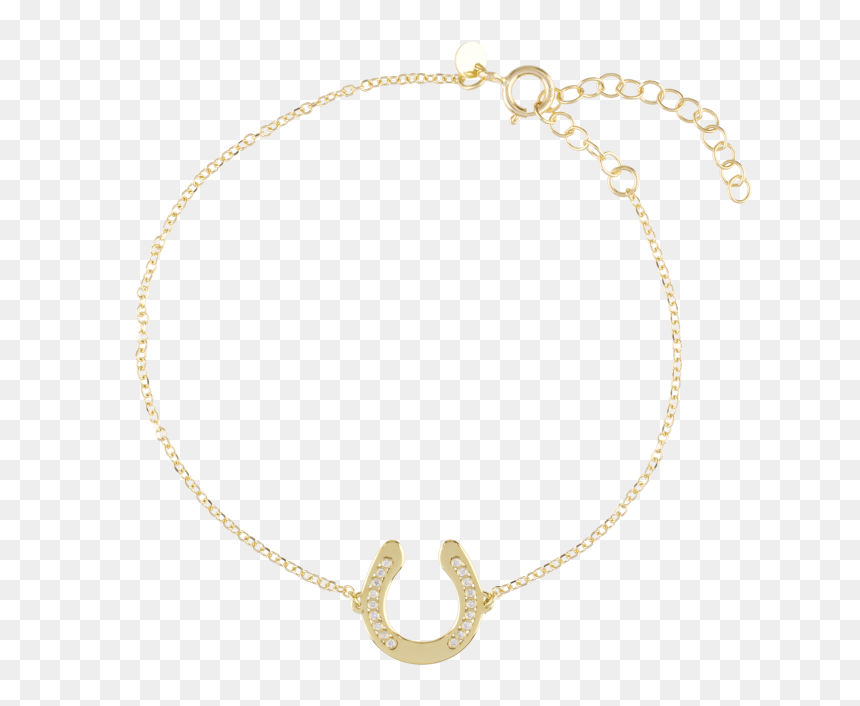 Diamond Big Horseshoe Yellow Gold Bracelet - Chain, HD Png Download - gold horseshoe png