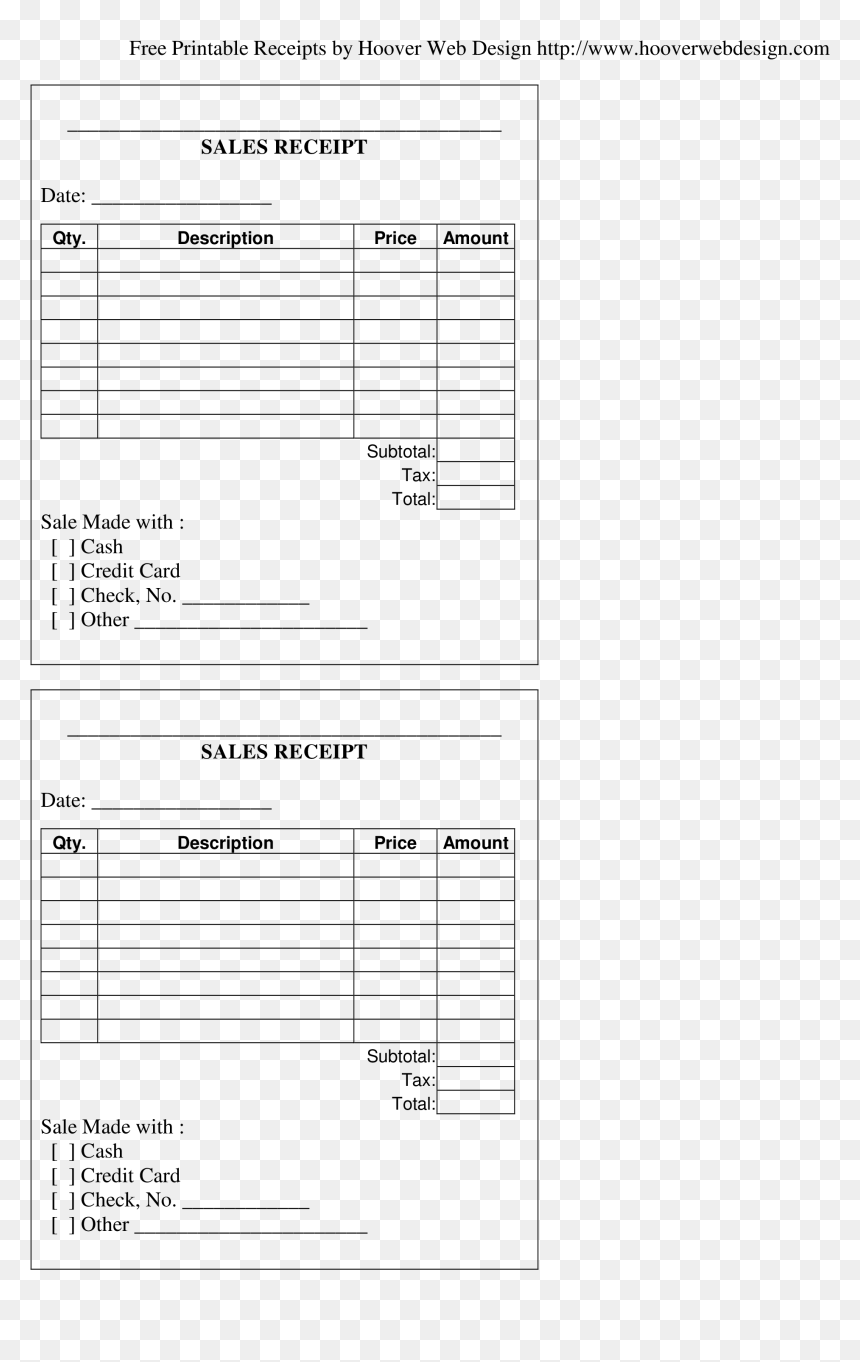 Printable Sales Receipt, HD Png Download - receipt png