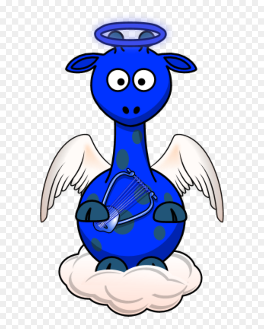 Giraffe Angle Wings Cloud Holding A Harp - Cartoon Wings, HD Png Download - angle wings png