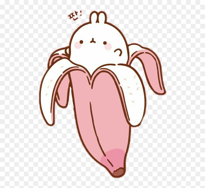 Molang Kawaii Rabbit Peach Banana Pink Koreancharacter - Cute Molang, HD Png Download - molang png