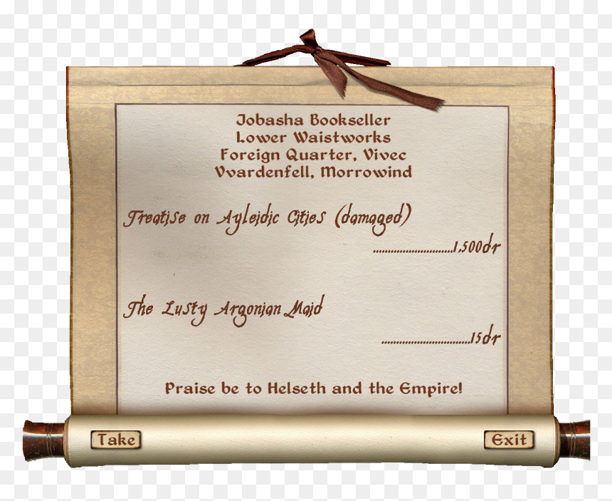 Elder Scrolls - Letters From Lucien Lachance, HD Png Download - receipt png