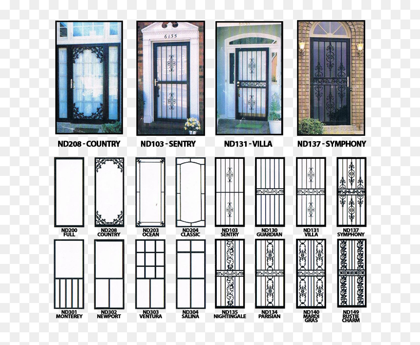 Cool Metal Security Screen Doors With Iron Door Parts - Wrought Iron Screen Door, HD Png Download - metal door png