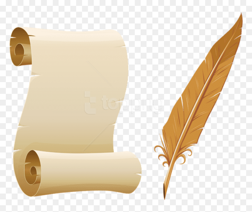 Free Png Download Scrolled Paper And Quill Pen Clipart - Paper And Quill Transparent, Png Download - pen clipart png