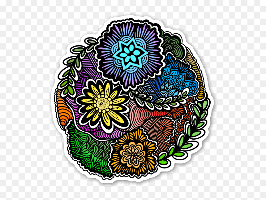 Flower Doodle Sticker, HD Png Download - flower doodle png