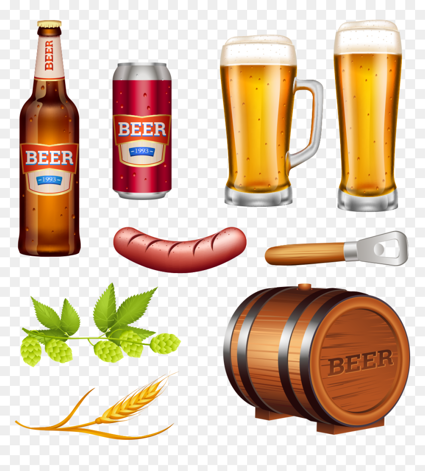 And Sausage Photography Material Illustration Beer, HD Png Download - beer vector png